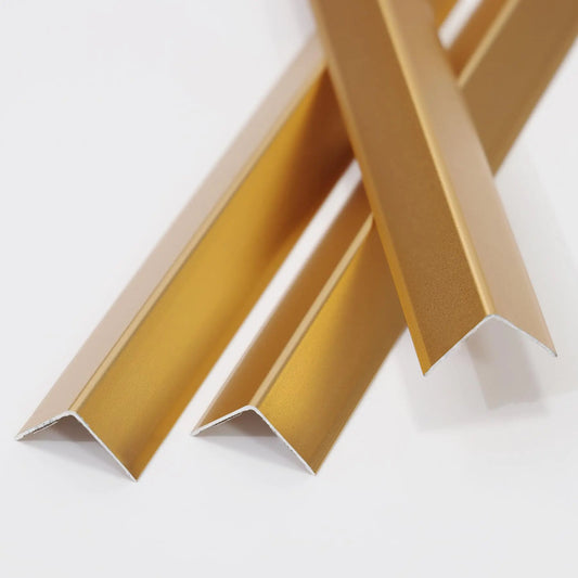 Coengwui Aluminum Corner Guards Peel and Stick L-Shaped Molding Trim for Wall Table Door Frame Protection and Decoration (Matte Gold 3Pcs x 2.9ft x 0.8in)